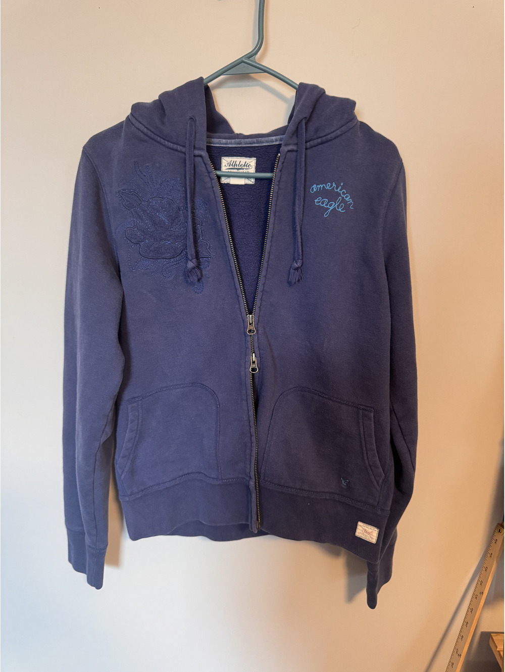 Y2K American Eagle Athletic Sport Embroidered Graphic Zip Up Hoodie Size L